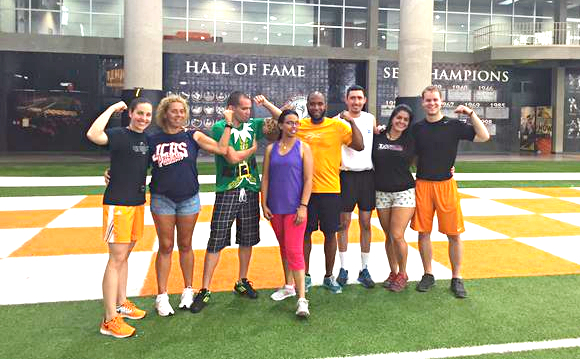 Venezuela exchange coaches after a strength and conditioning session at UT